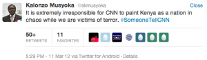 Musyoka à propose de CNN (Violence in Kenya)